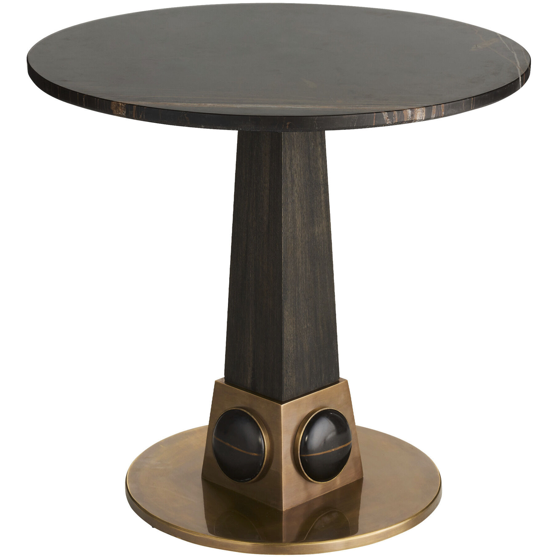 Lancelot 23.5 inch Bengal and Antique Brass with Ebony End Table