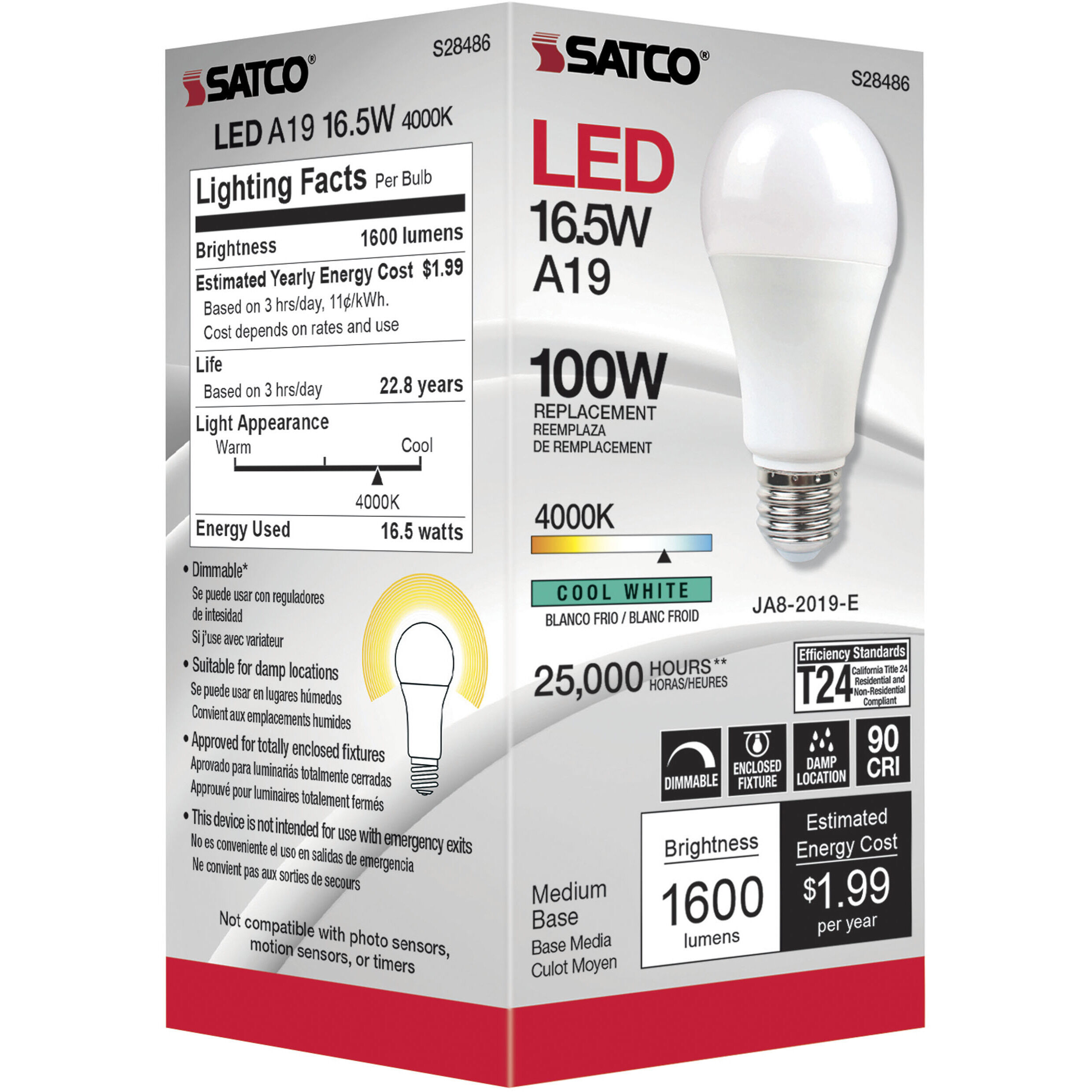 Lumos LED Medium 16.50 watt 120 4000K Light Bulb