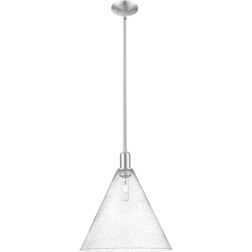 Arcadia Berkshire Glass 1 Light 16 inch Brushed Satin Nickel Mini Pendant Ceiling Light in Seedy