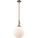Franklin Restoration Beacon 1 Light 12 inch Antique Copper Mini Pendant Ceiling Light in Incandescent, Matte White, Franklin Restoration