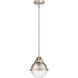 Nouveau 2 Hampden 1 Light 7 inch Brushed Satin Nickel Mini Pendant Ceiling Light in Seedy Glass