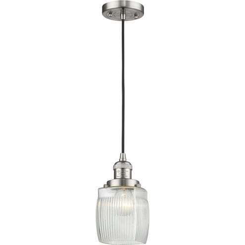 Franklin Restoration Colton LED 6 inch Brushed Satin Nickel Mini Pendant Ceiling Light, Franklin Restoration