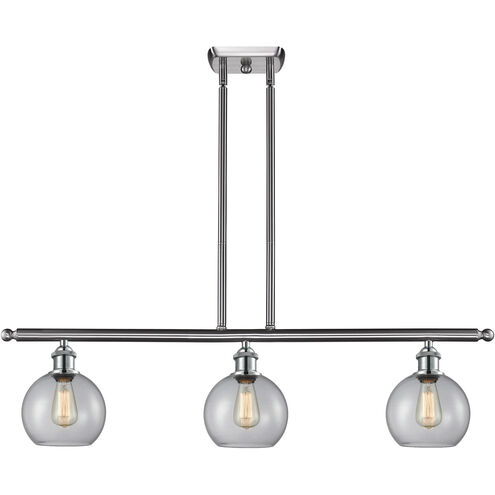 Ballston Athens 3 Light 42 inch Brushed Satin Nickel Island Light Ceiling Light in Clear Glass, Ballston