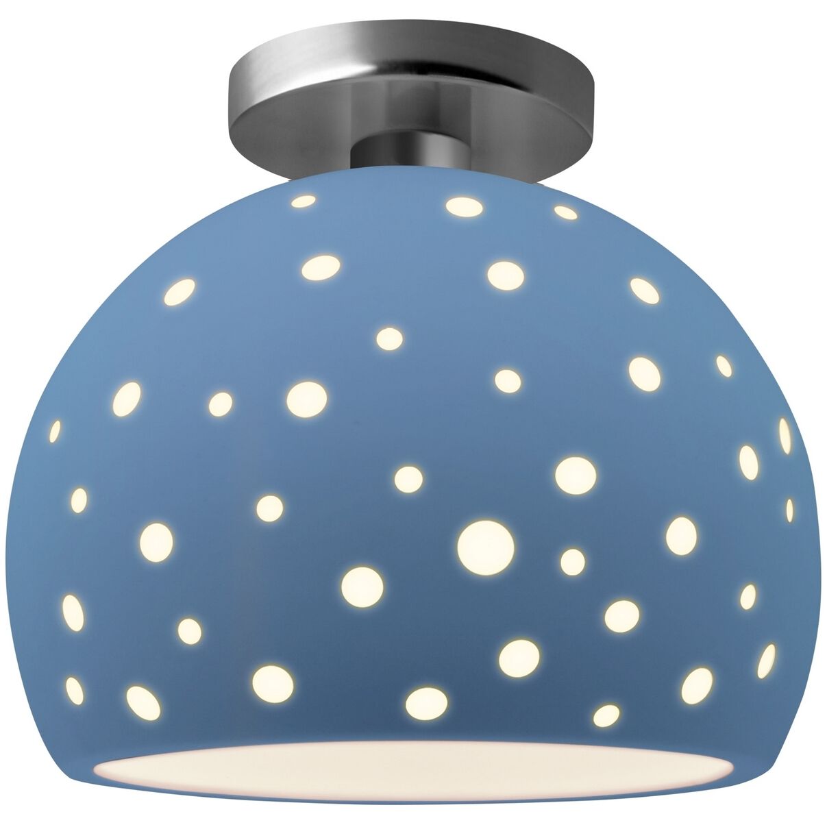 Perforated Globe 1 Light 10 inch Sky Blue Semi-Flush Ceiling Light in Brushed Nickel, Replaceable Bulb, 10W x 9H, Form+Finish+Function