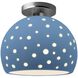 Perforated Globe 1 Light 10 inch Sky Blue Semi-Flush Ceiling Light in Brushed Nickel, Replaceable Bulb, 10W x 9H, Form+Finish+Function