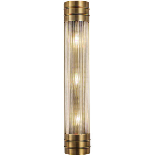 Willard 3 Light 4.38 inch Vintage Brass Bath Vanity Light Wall Light in Clear Prismatic Glass