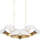 Grand Lotus 6 Light 50.5 inch Sugar White and Contemporary Gold Leaf Chandelier Ceiling Light