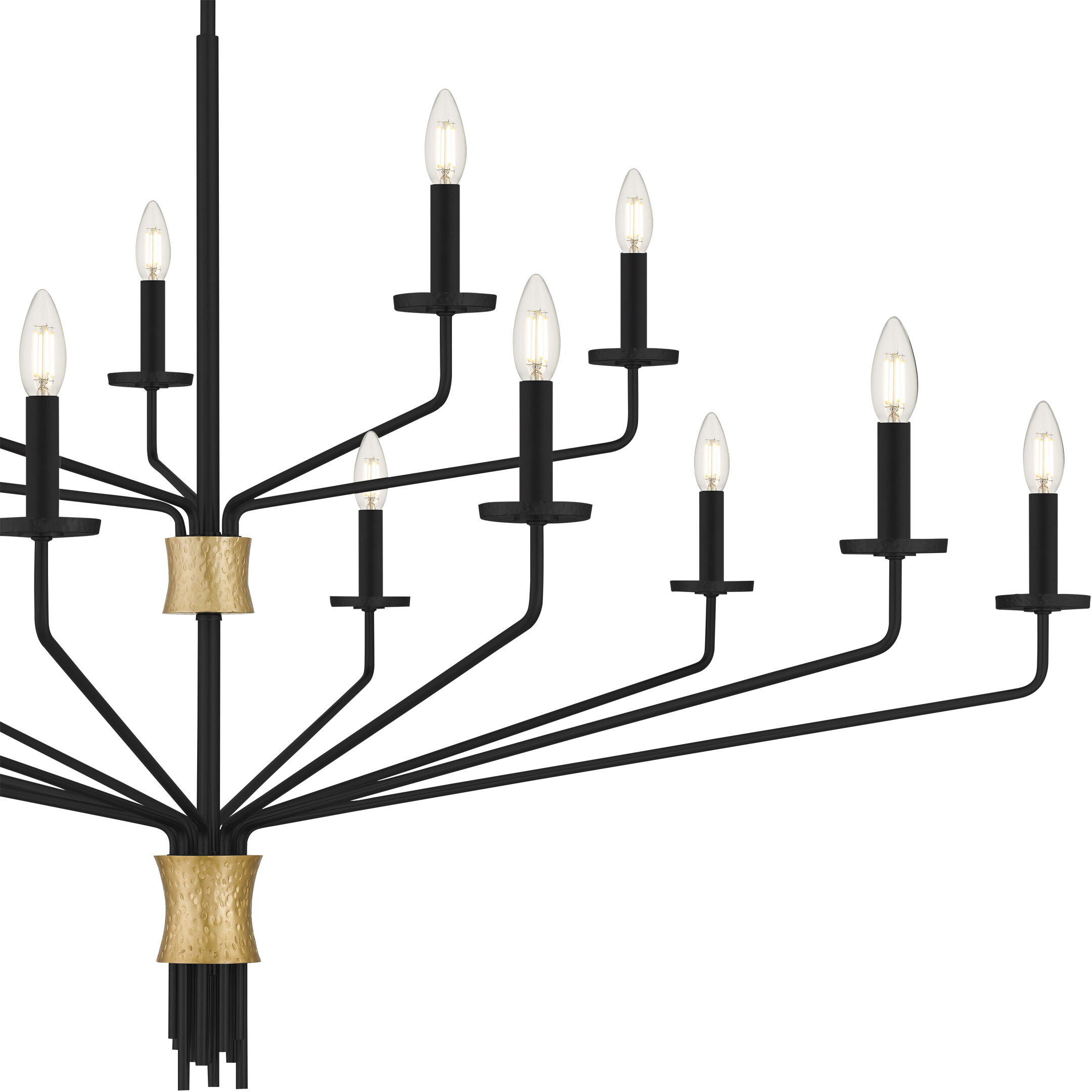 Alexander 15 Light 55 inch Matte Black Chandelier Ceiling Light
