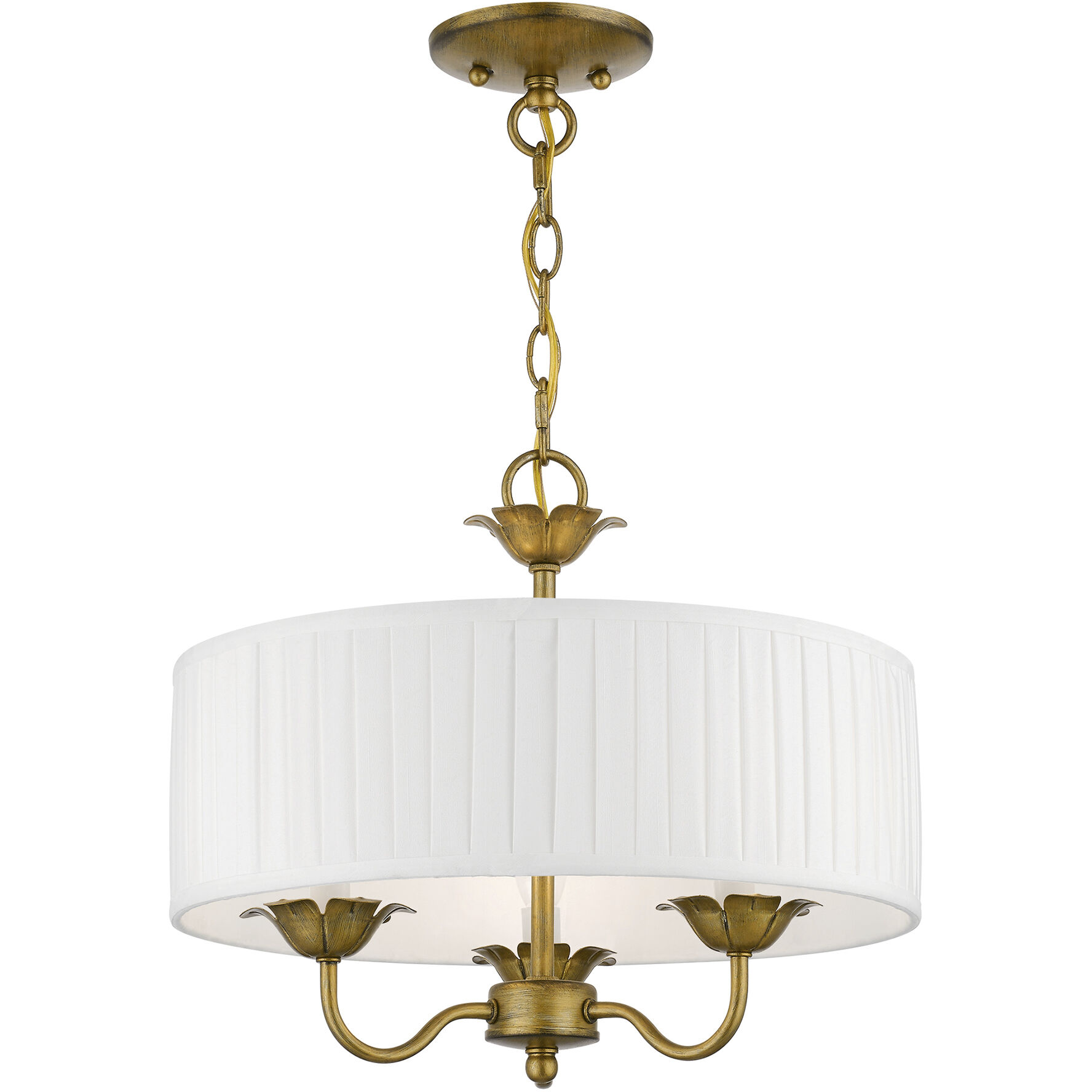 Edinburgh 3 Light 16 inch Antique Gold Leaf Pendant Chandelier Ceiling Light