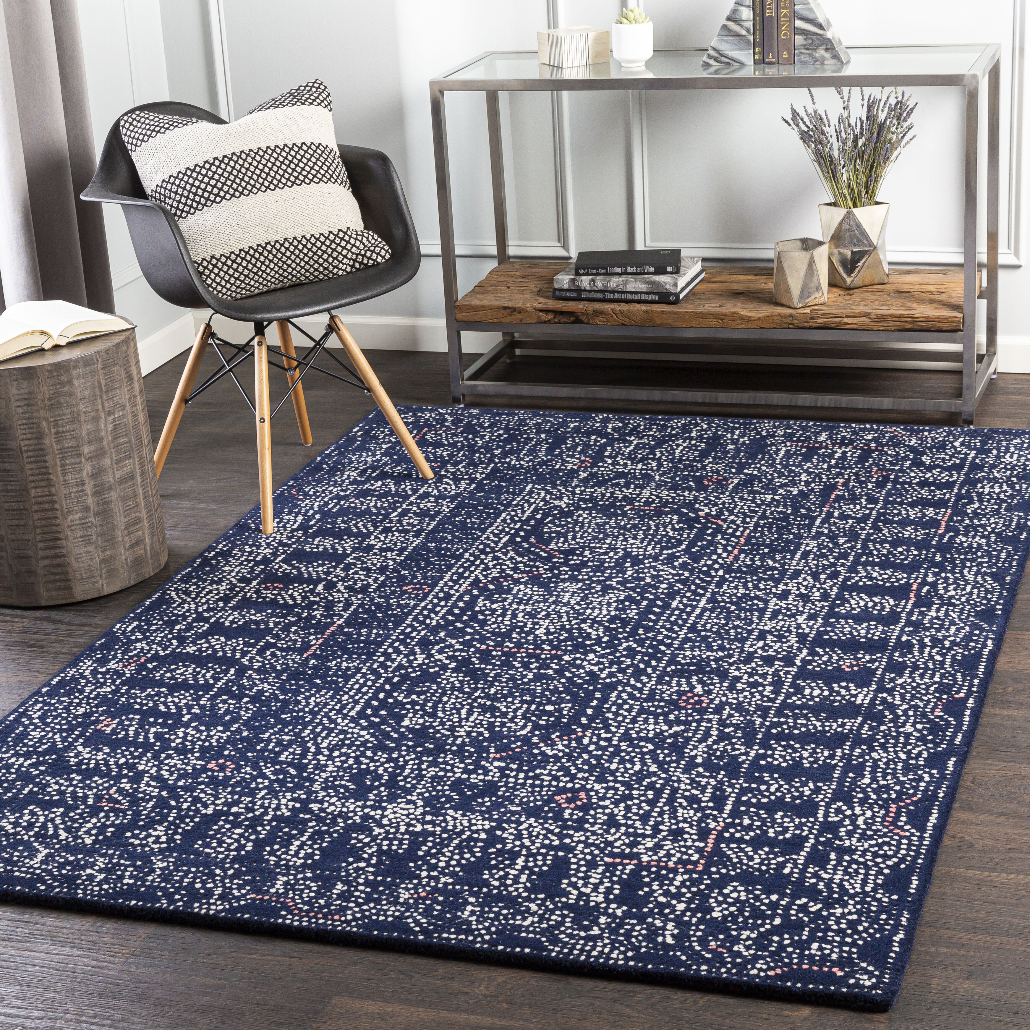 Corfu 36 X 24 inch Navy Rug in 2 x 3, Rectangle
