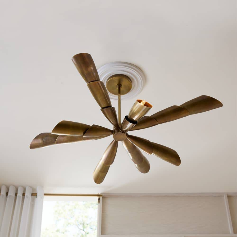 Morgan 8 Light 43.5 inch Vintage Brass Semi Flush Mount Ceiling Light