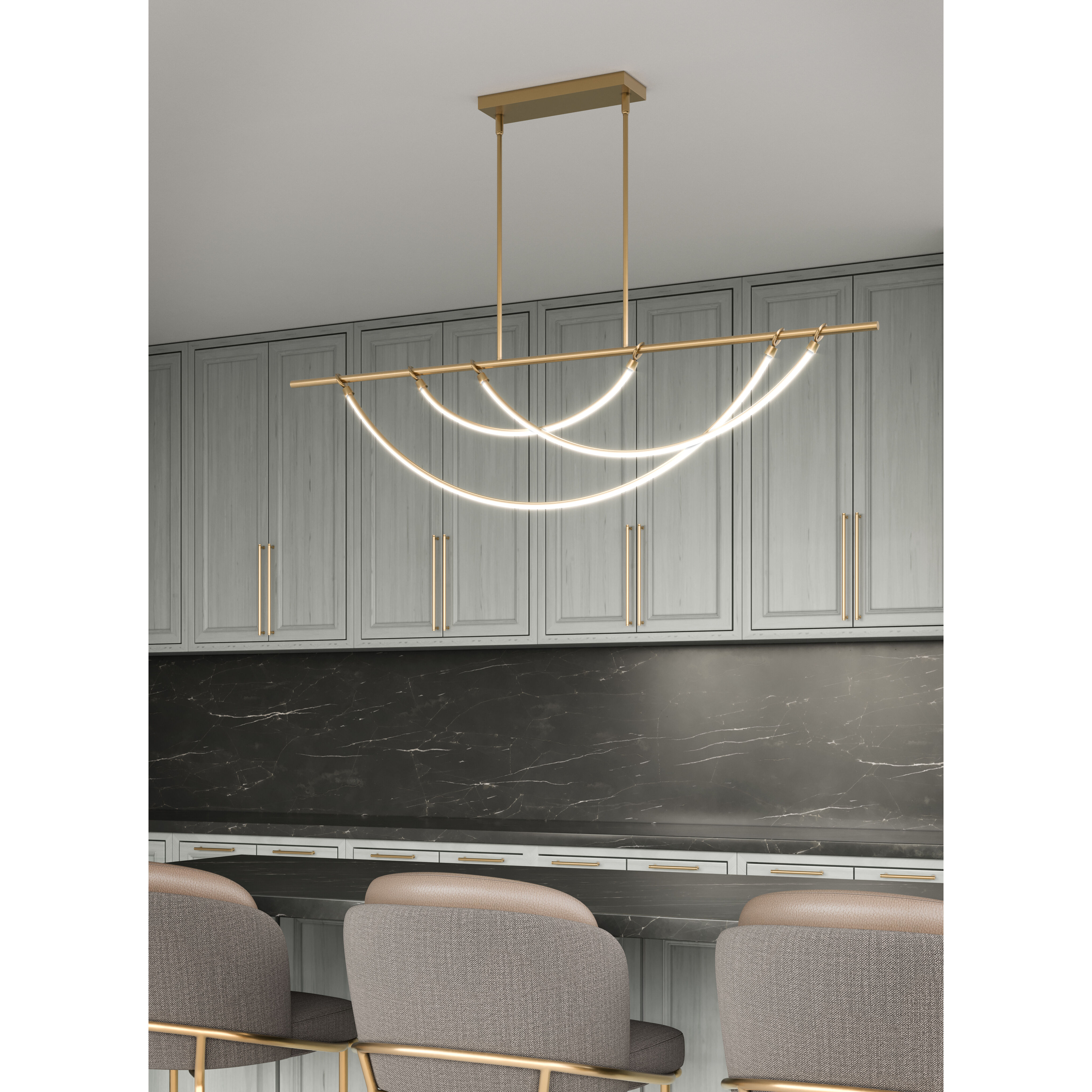 Aryas LED 48 inch Vintage Brass Linear Pendant Ceiling Light