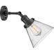 Franklin Restoration Large Cone LED 8 inch Matte Black Sconce Wall Light in Seedy Glass, Franklin Restoration