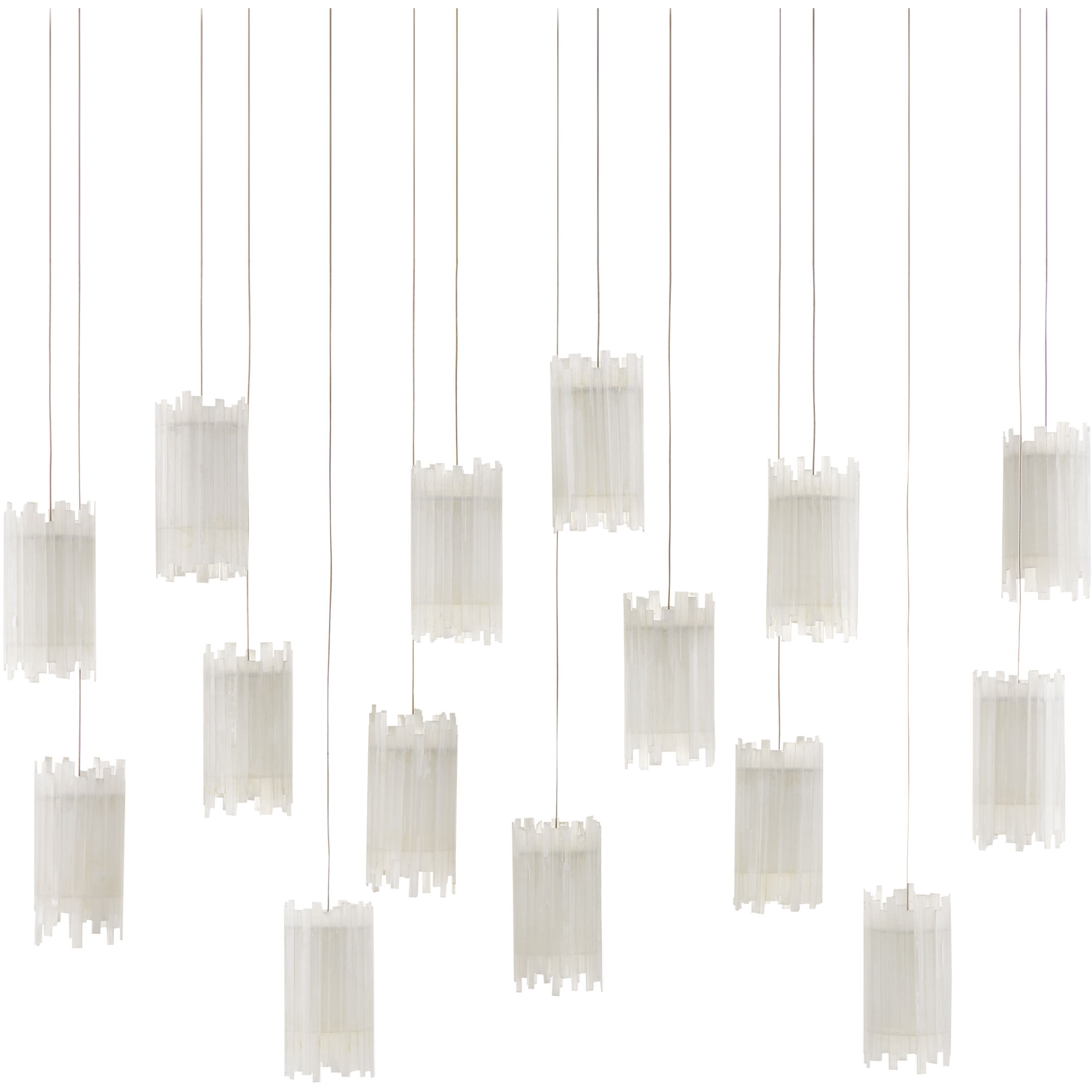 Escenia 15 Light 48 inch Natural/Painted Silver Multi-Drop Pendant Ceiling Light