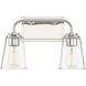 Transitional 2 Light 15 inch Polished Nickel Bathroom Vanity Light Wall Light
