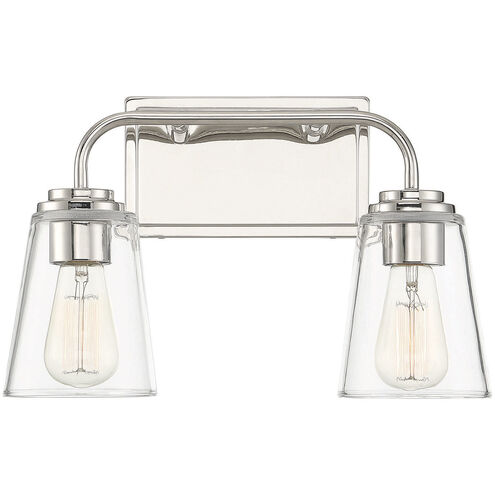 Transitional 2 Light 15 inch Polished Nickel Bathroom Vanity Light Wall Light