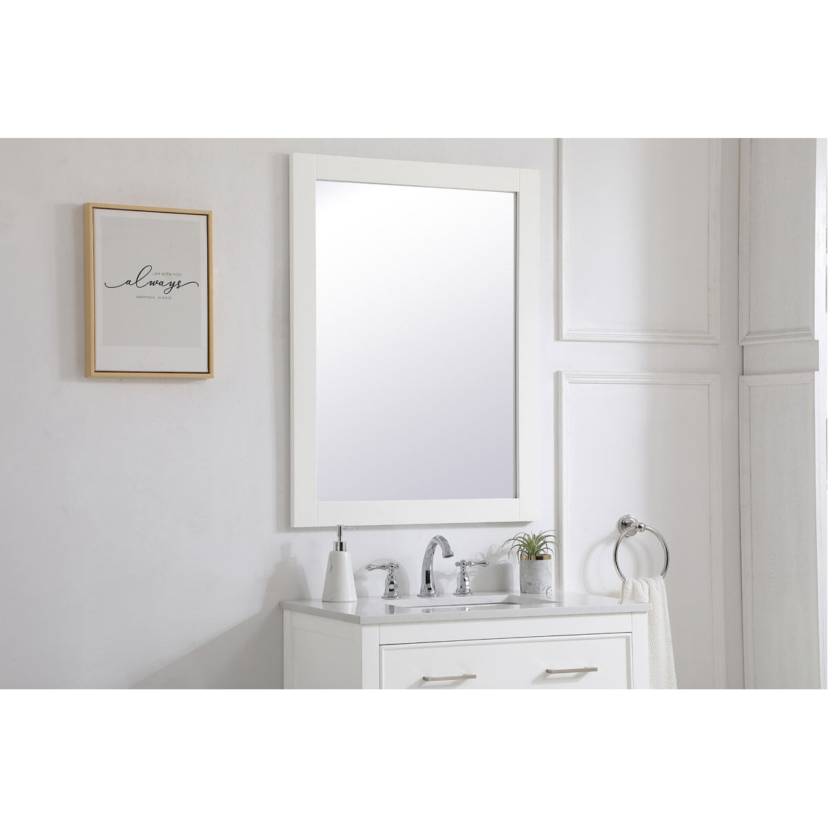 Aqua 36 X 27 inch White Wall Mirror