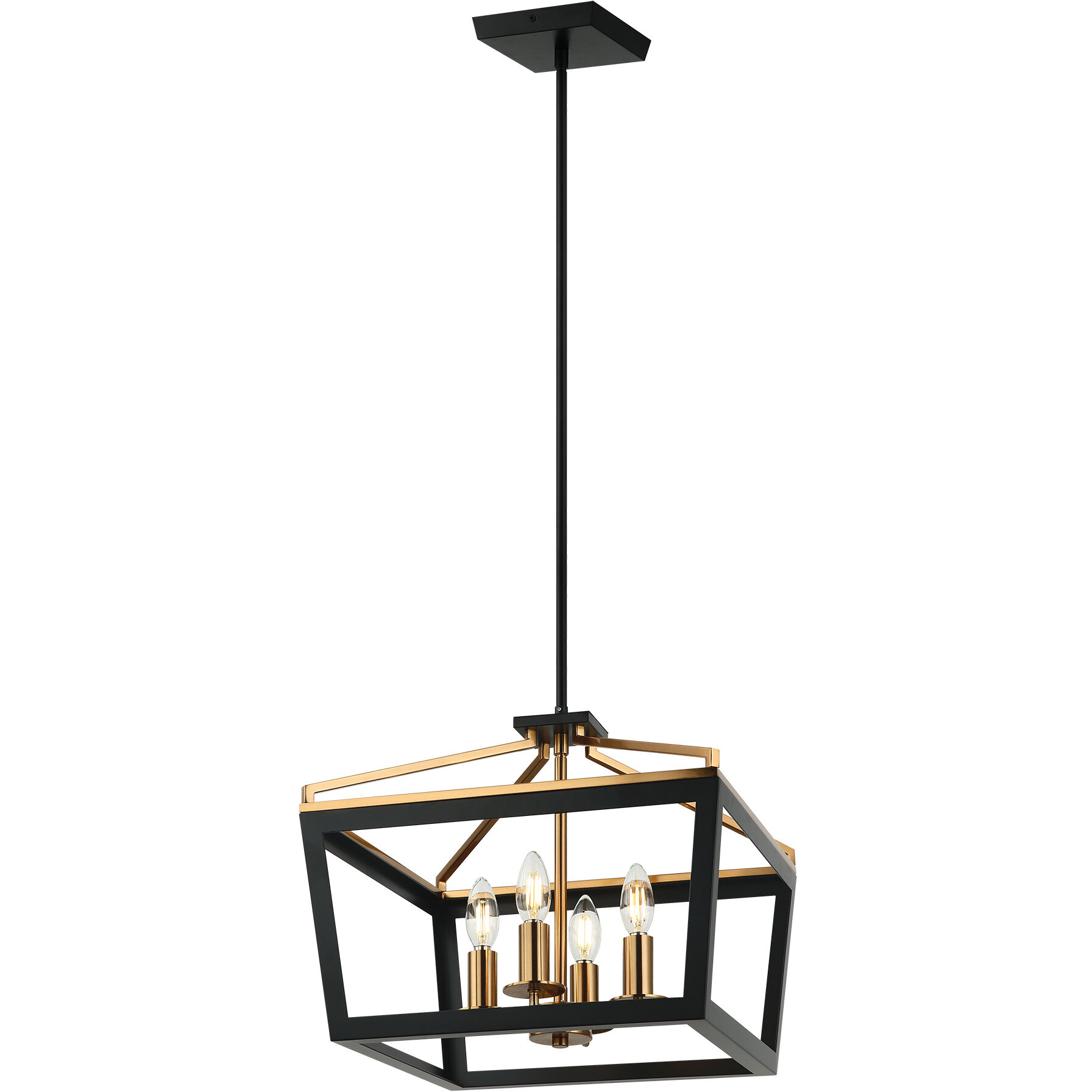 Mavonshire 4 Light 16 inch Black and Aged Gold Brass Chandelier Ceiling Light