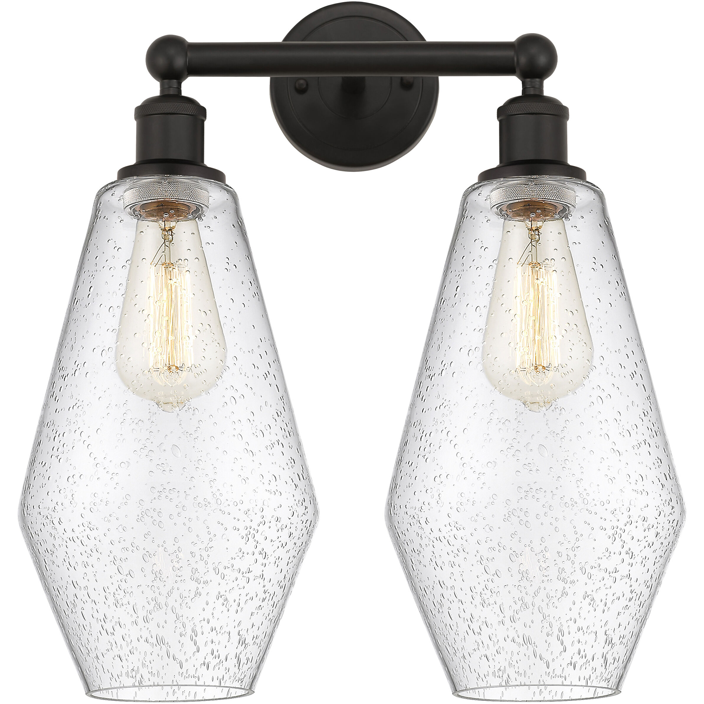 Cindyrella 2 Light 16 inch Oil Rubbed Bronze Bath Vanity Light Wall Light in Seedy Glass