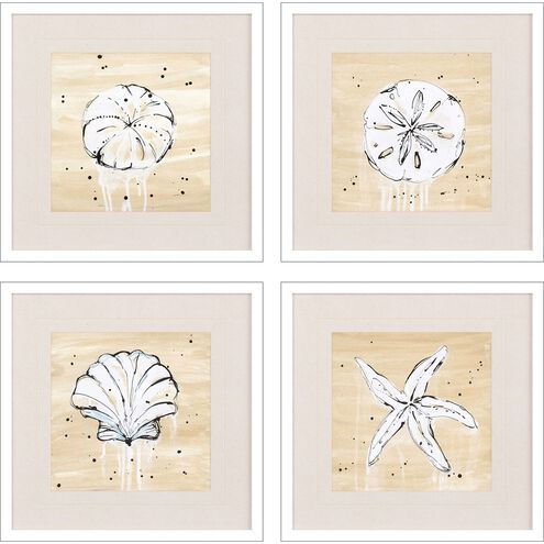 Waterside Collection Lacquered White Wood Shadow Box Style Framed Art