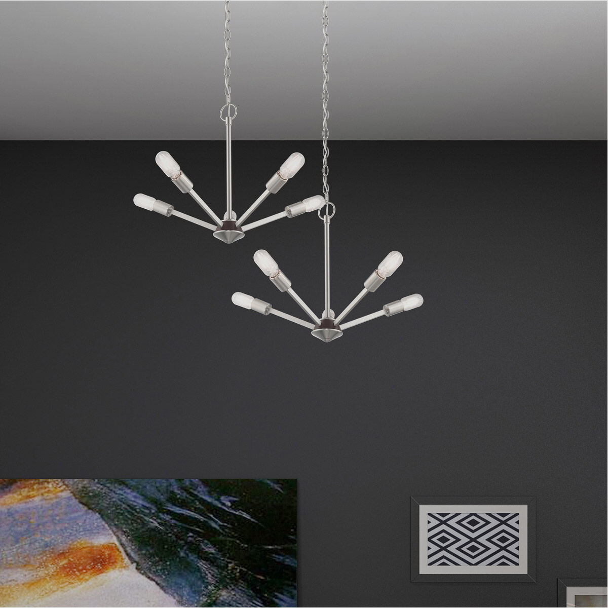 Prague 5 Light 20 inch Brushed Nickel Chandelier Ceiling Light