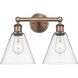 Berkshire 2 Light 17 inch Antique Copper Bath Vanity Light Wall Light in Clear