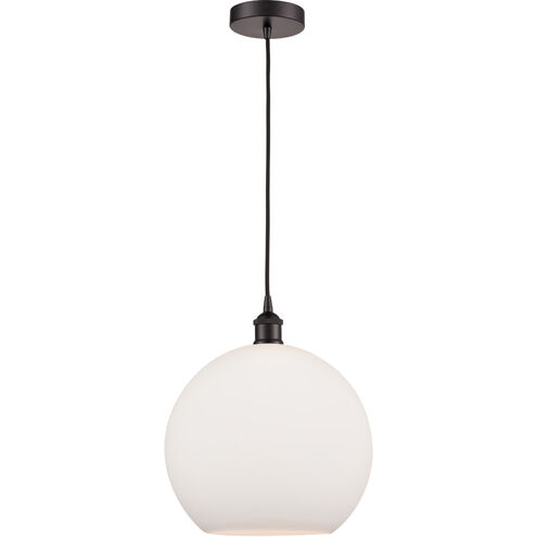 Edison Athens LED 11.75 inch Oil Rubbed Bronze Mini Pendant Ceiling Light in Matte White Glass