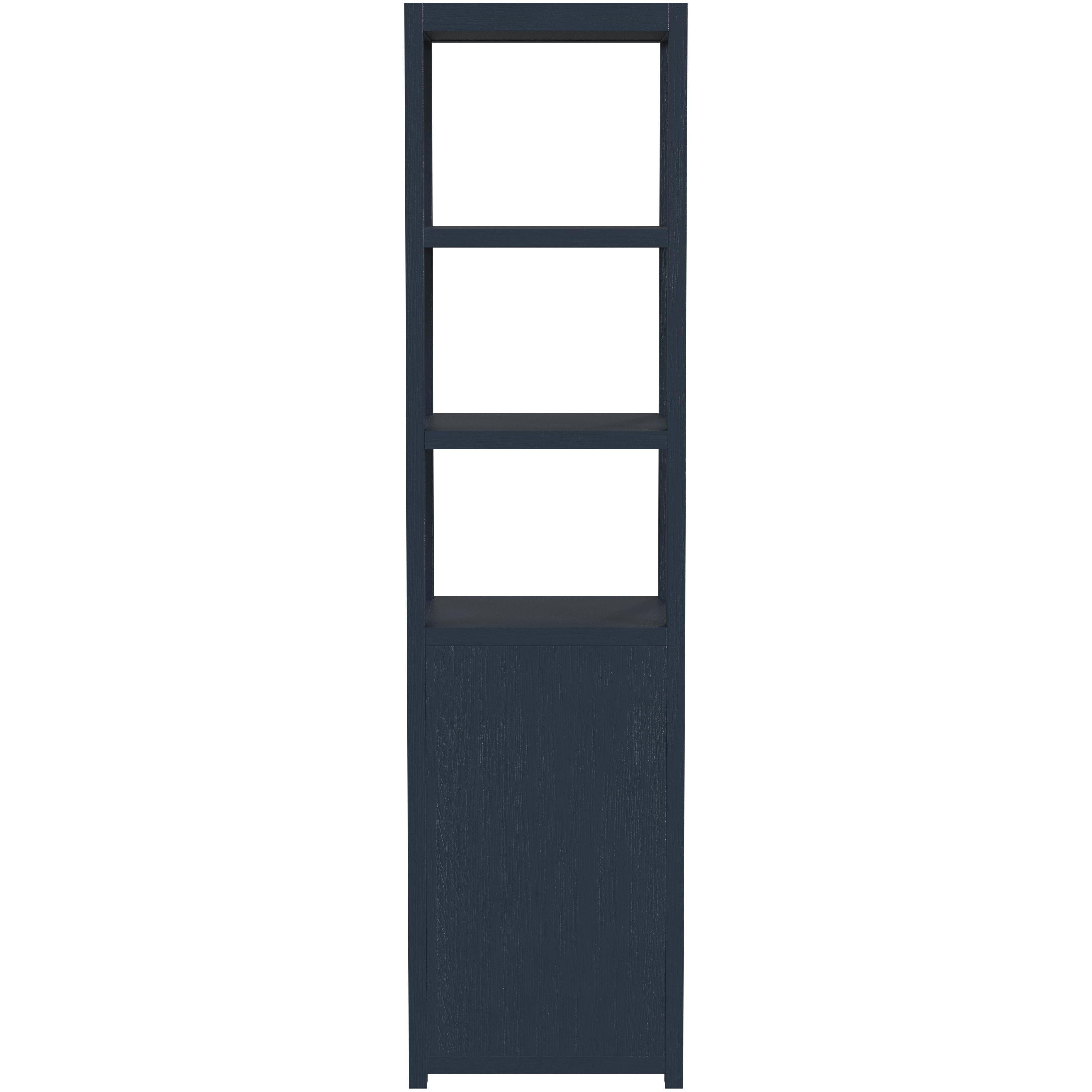3- Tier 1 Door Narrow  Etagere Bookcase in Navy Blue