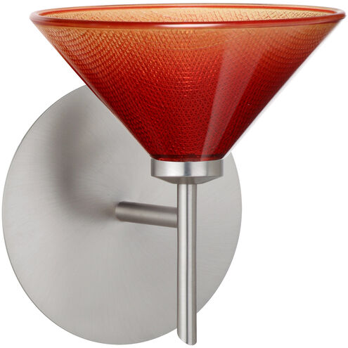 Kona 1 Light 6 inch Satin Nickel Mini Sconce Wall Light in Halogen, Sunset Glass
