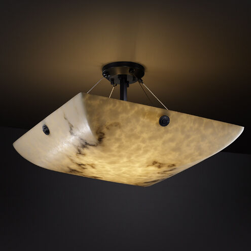 Lumenaria LED 21 inch Matte Black Semi-Flush Ceiling Light in 3000 Lm LED, Concentric Circles, Square Bowl