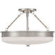 Halora 3 Light 15.25 inch Brushed Nickel Semi-Flush Mount Ceiling Light