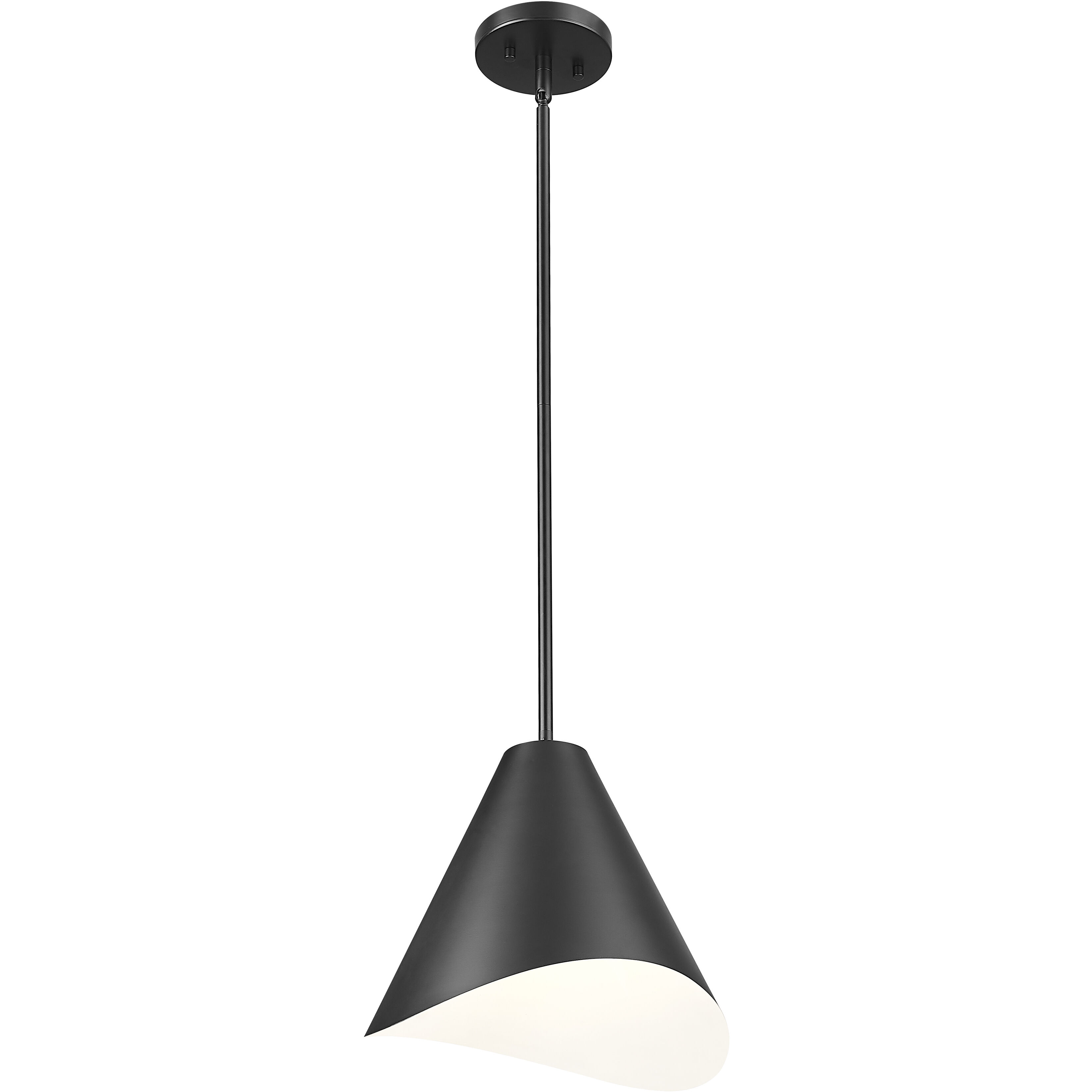 Aria 1 Light 12 inch Matte Black Pendant Ceiling Light in Matte Black & Inner White