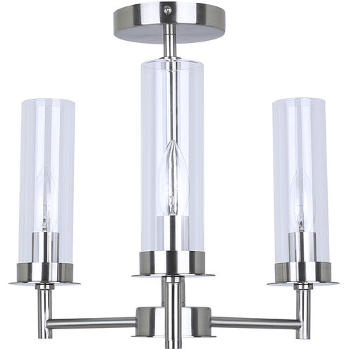 Benson 3 Light 16 inch Brushed Nickel Semi-Flush Mount Ceiling Light