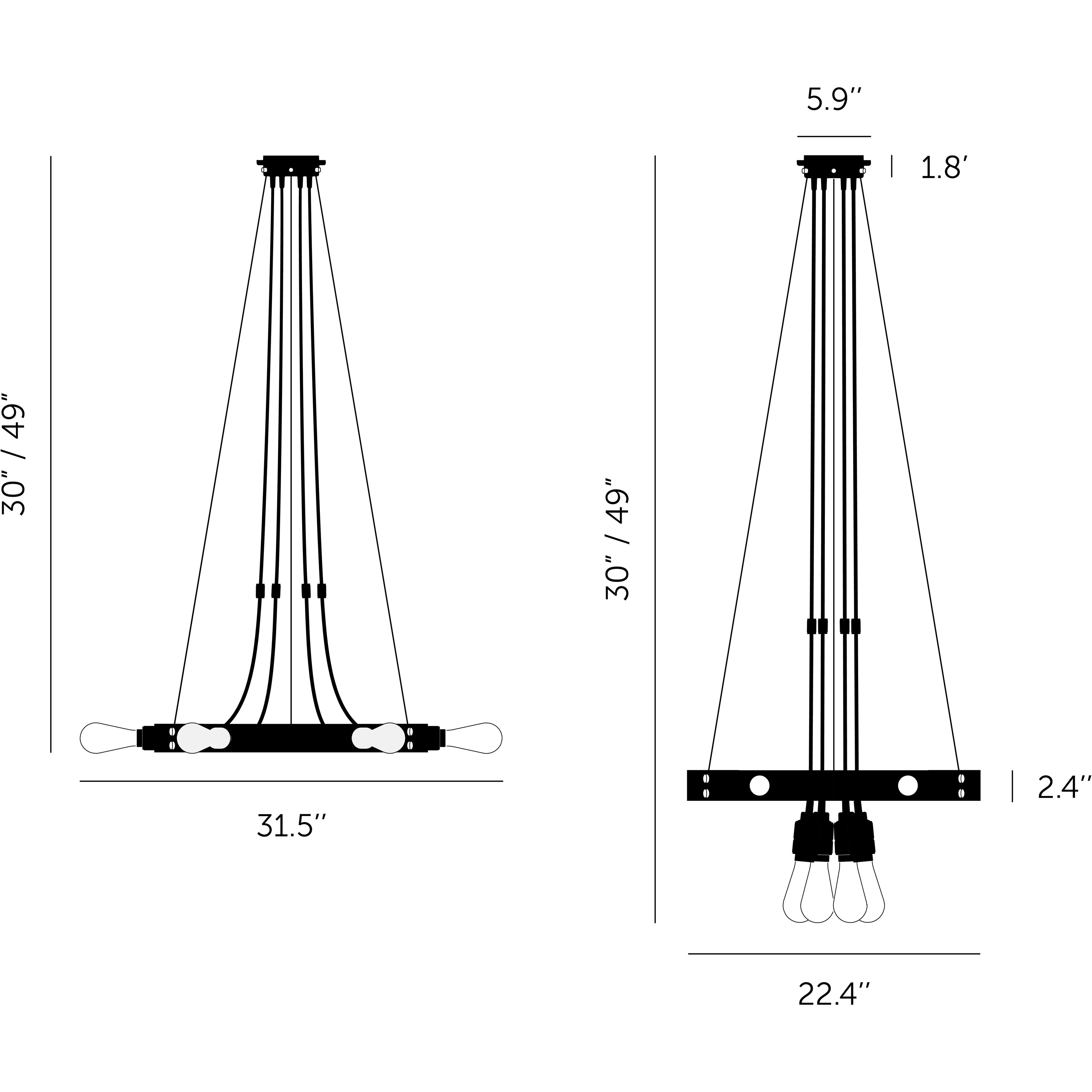 Hero LED 31.5 inch Graphite / Brass Chandelier Ceiling Light