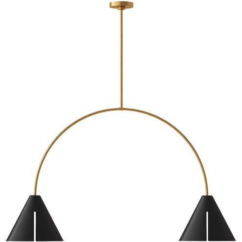 Kelly by Kelly Wearstler Cambre Linear Chandelier Ceiling Light in Midnight Black / Burnished Brass