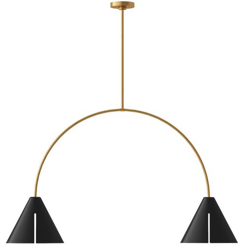 Kelly by Kelly Wearstler Cambre 2 Light 48 inch Midnight Black and Burnished Brass Linear Chandelier Ceiling Light in Midnight Black / Burnished Brass