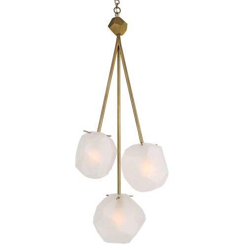 Geodesic 3 Light 13.5 inch Matte Antique Brass Pendant Ceiling Light