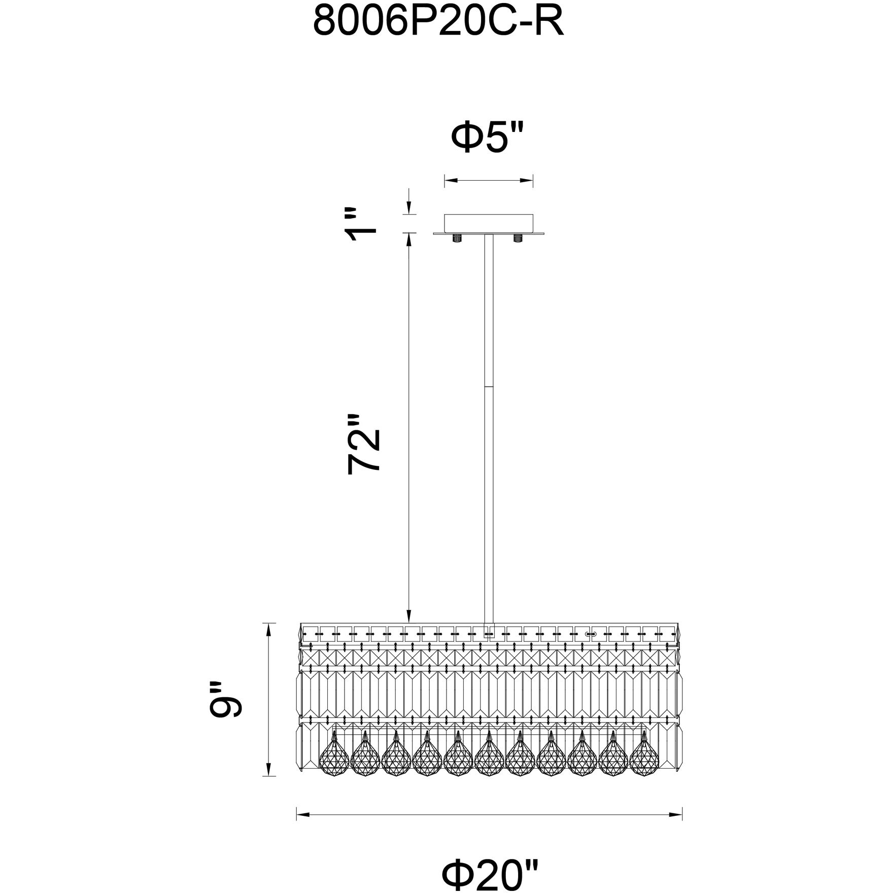 Colosseum 8 Light 20 inch Chrome Down Chandelier Ceiling Light