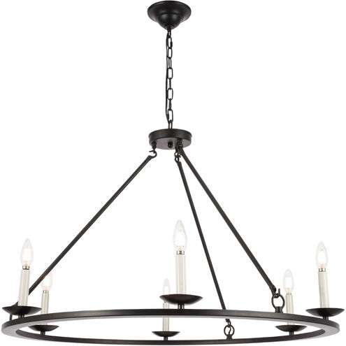 Maine 6 Light 36 inch Black Chandelier Ceiling Light