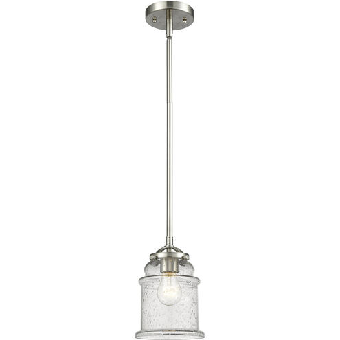 Nouveau Canton LED 6 inch Black Polished Nickel Mini Pendant Ceiling Light in Matte White Glass, Nouveau