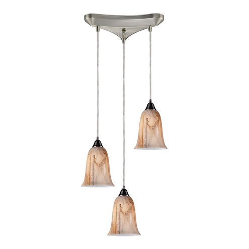 Aqua 3 Light 10 inch Satin Nickel Multi Pendant Ceiling Light, Configurable