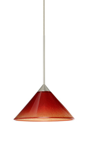 Kona LED Satin Nickel Pendant Ceiling Light in Sunset Glass