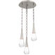 Raindrop LED 16.8 inch Beige Silver Multi-Pendant Ceiling Light in 2700K LED, Oval Chain