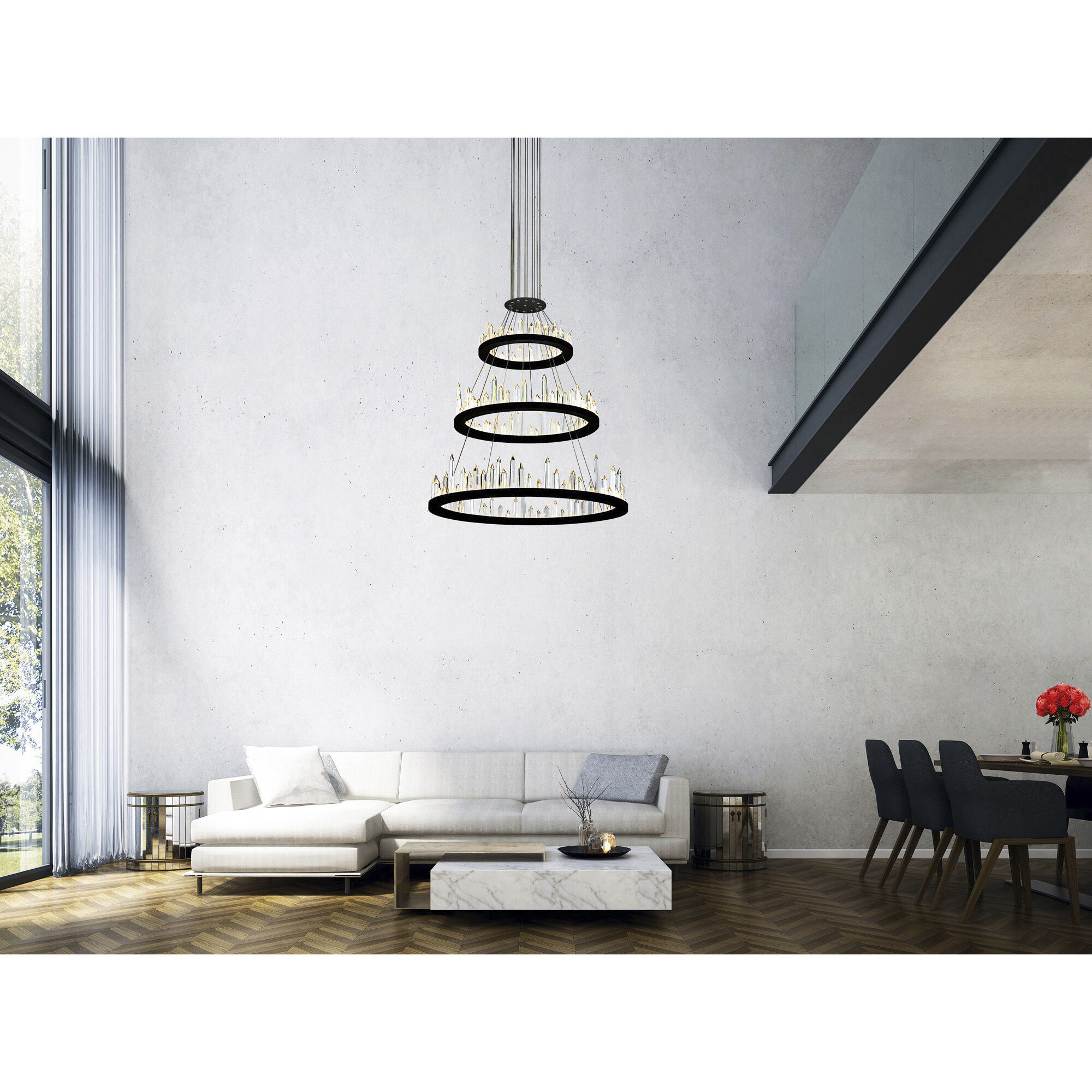 Juliette LED 42 inch Black Up Chandelier Ceiling Light