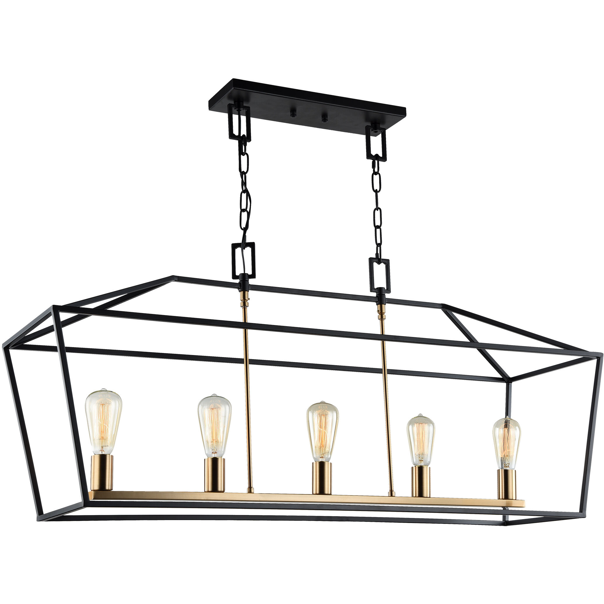 Scatola 5 Light 44 inch Rusty Black and Aged Gold Brass accents Chandelier Ceiling Light