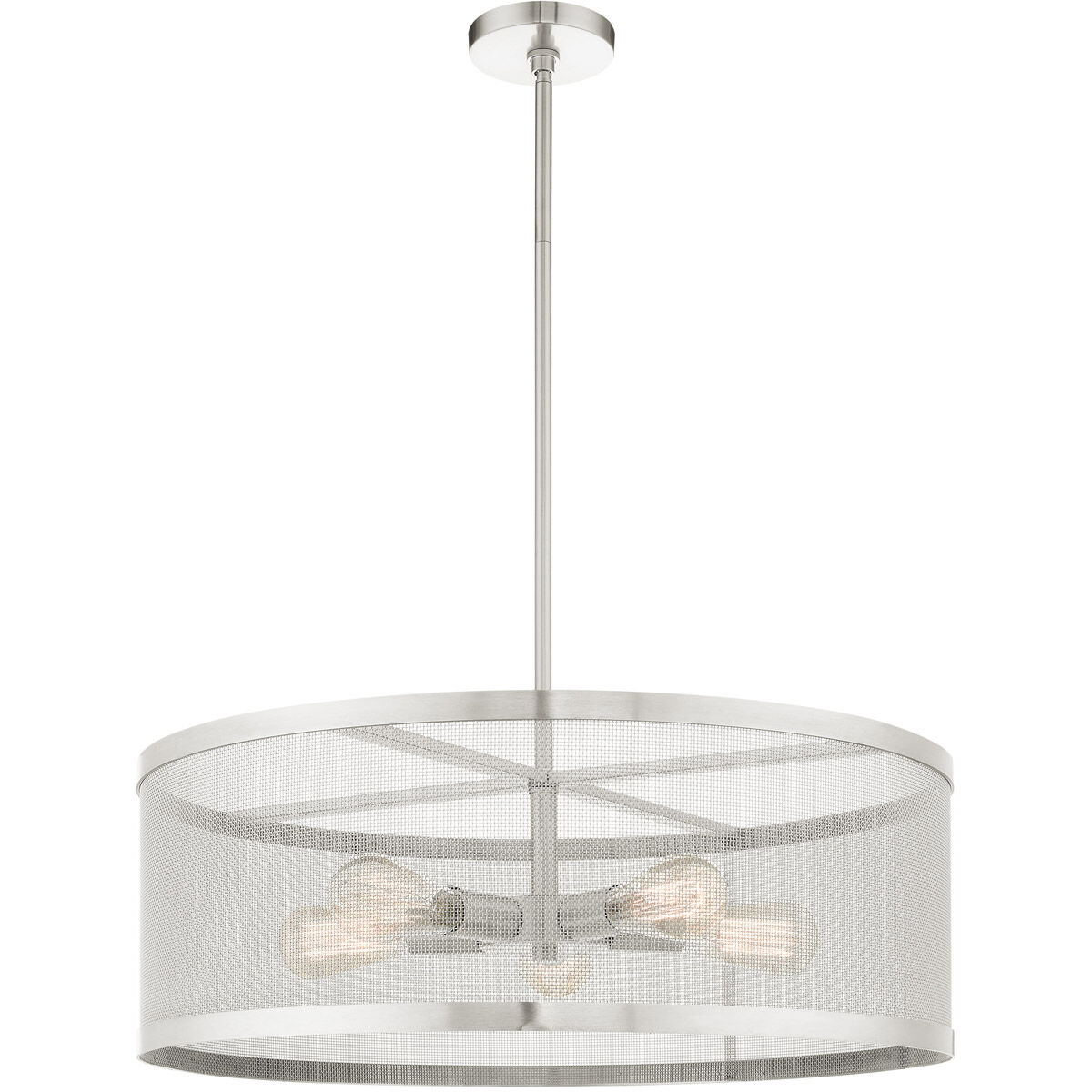 Industro 5 Light 25 inch Brushed Nickel Chandelier Ceiling Light