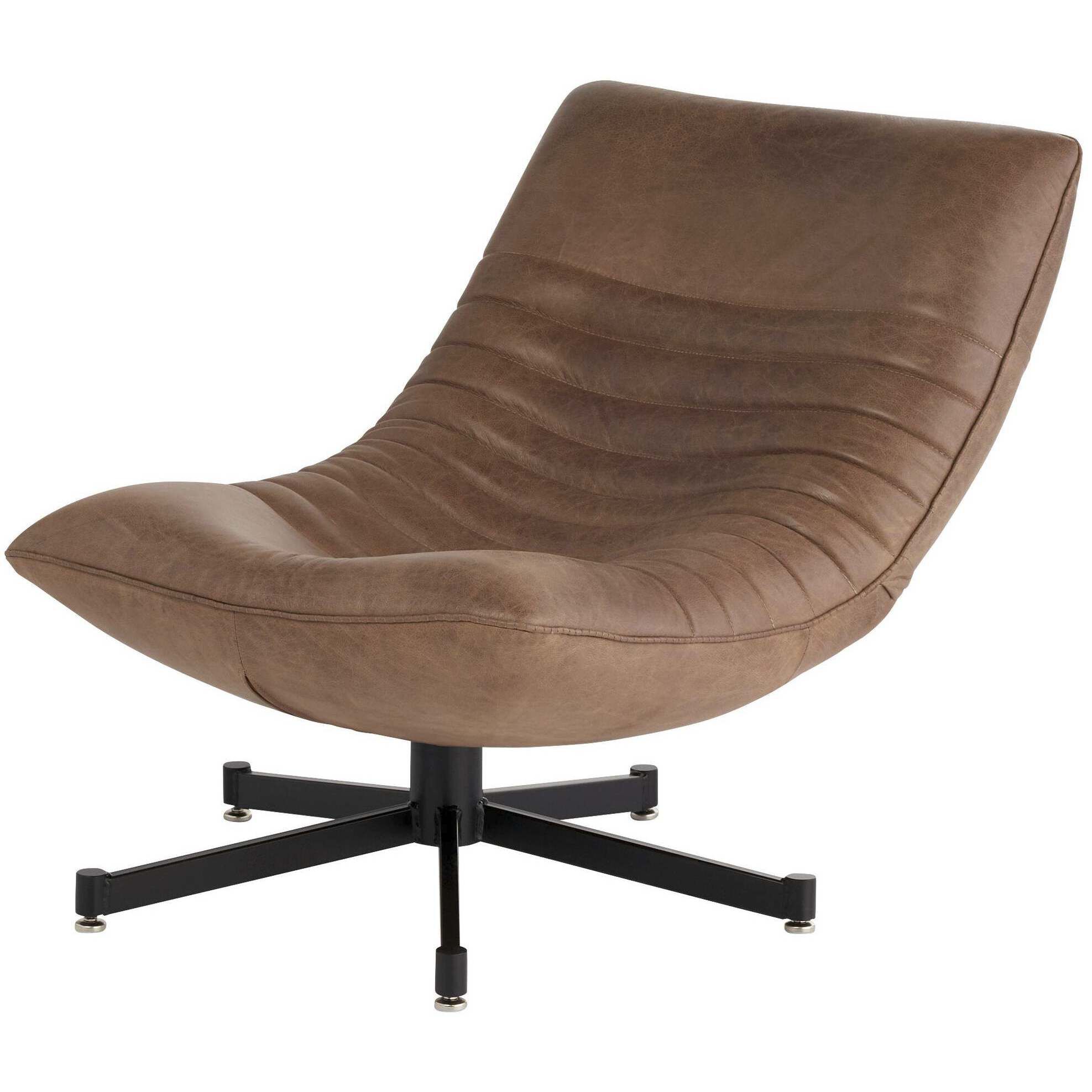 Eduarda Medium Brown Distressed Leather Arm Chair