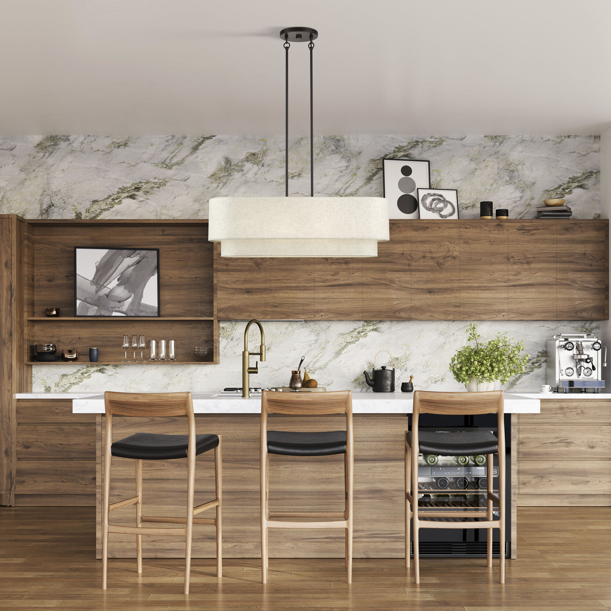 Manorwood 4 Light 36 inch English Bronze Linear Chandelier Ceiling Light, Large