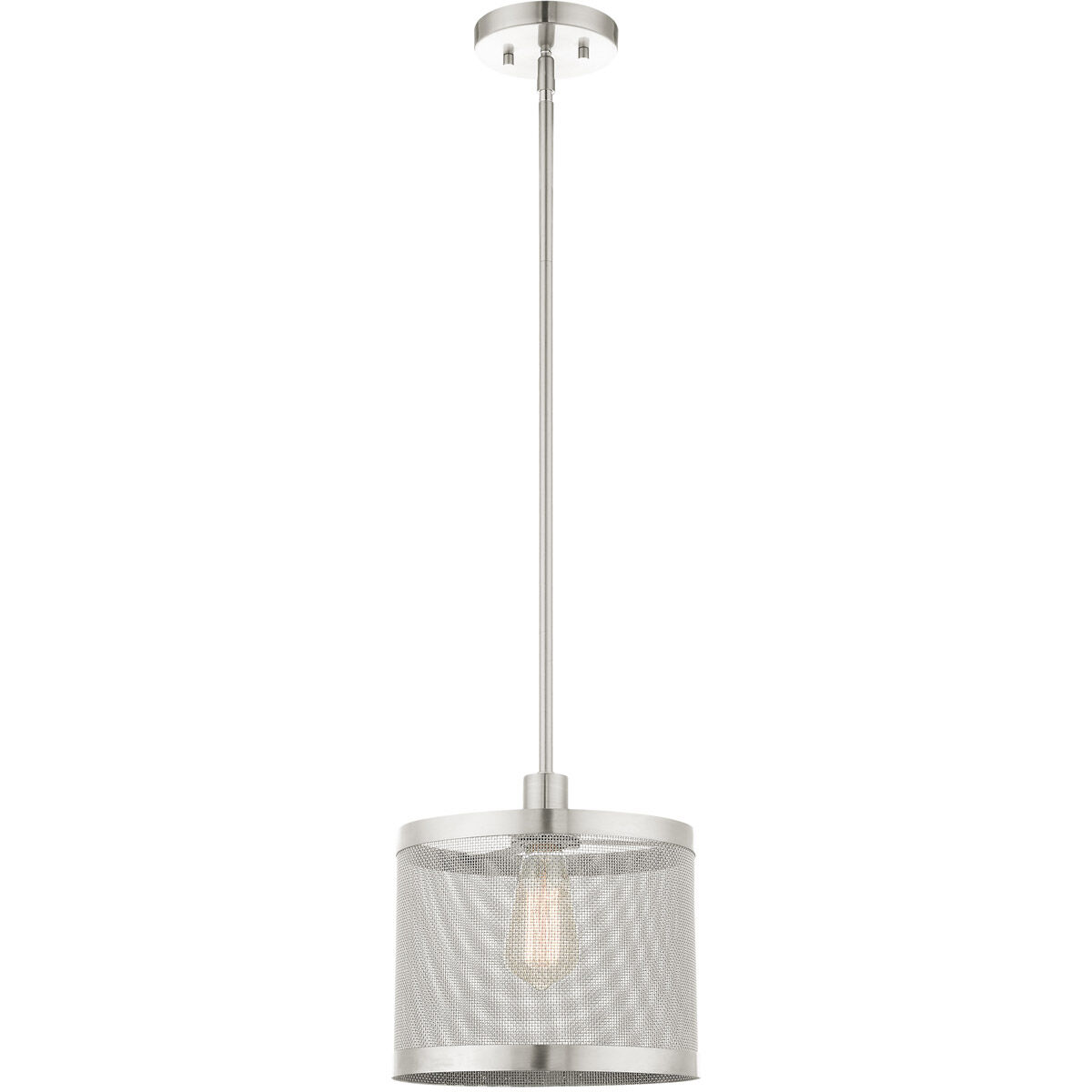 Industro 1 Light 10 inch Brushed Nickel Pendant Ceiling Light