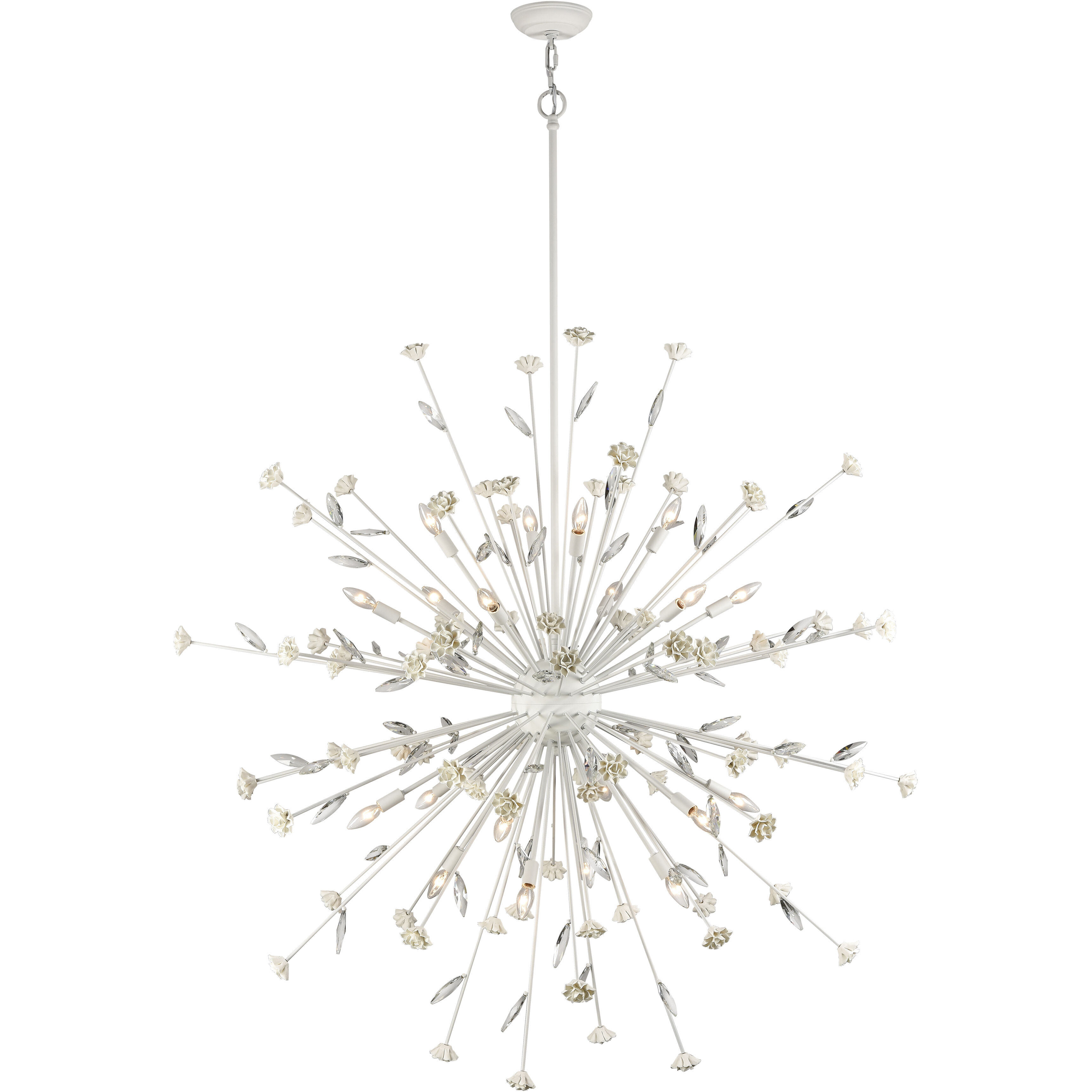 Adelaide 20 Light 59.5 inch White with Cream and Clear Chandelier Ceiling Light